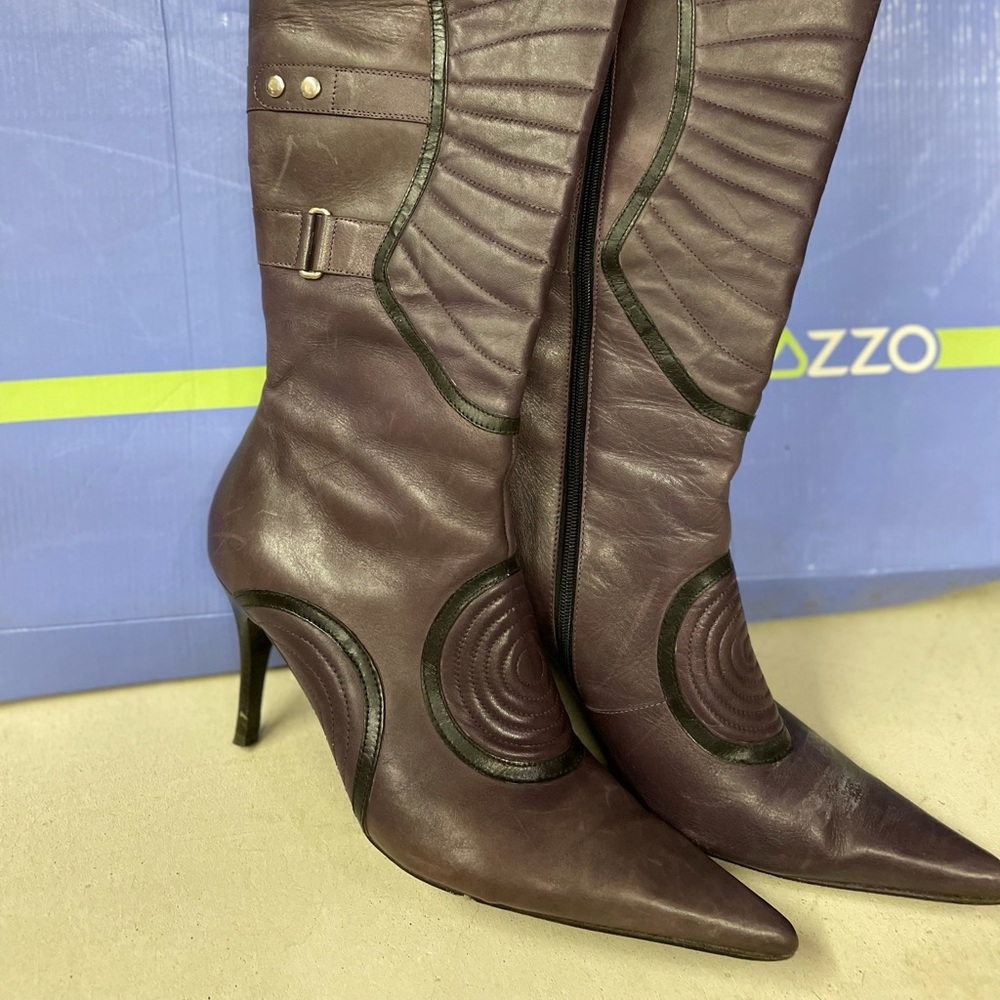 Purple & Black Leather Boots